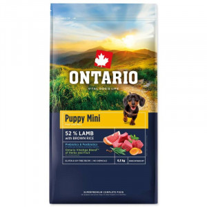 ONTARIO DOG PUPPY MINI LAMB & BROWN RICE suņu barība 6.5kg